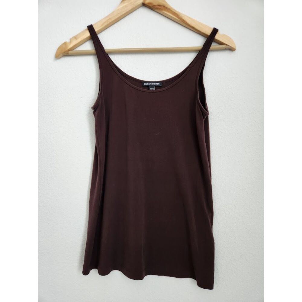 Eileen Fisher Brown Silk Scoop Neck Camisole Tank Top | Size XS